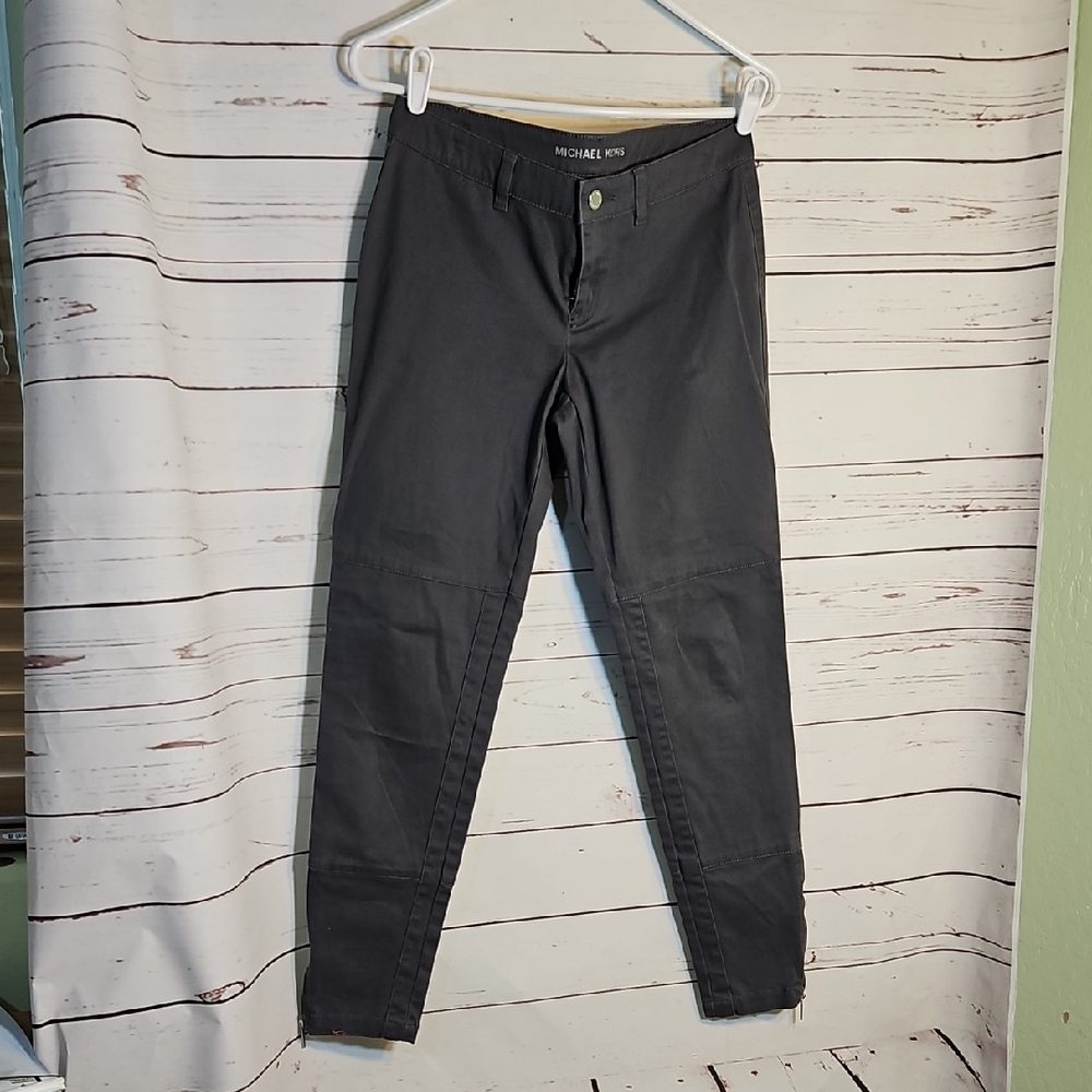 Michael Kors Gray Moto Style Skinny Pants Ankle Zip Stretch Casual, SZ 4